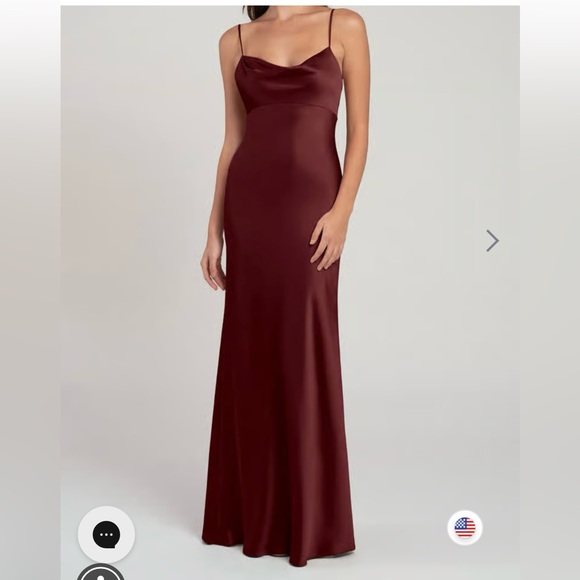 Jenny Yoo “Addison” Deep Red Satin Maxi Dress - Picture 1 of 9